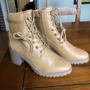 Brand new, military style boots with heel.